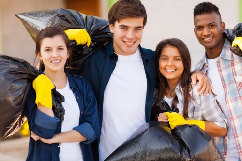 Professional waste management team at work